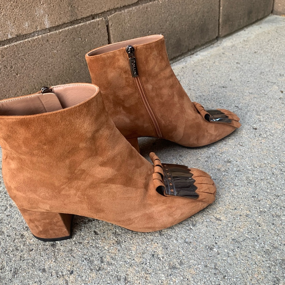 Pollini Suede Ankle Kiltie boots -size 38 - Picture 2 of 7